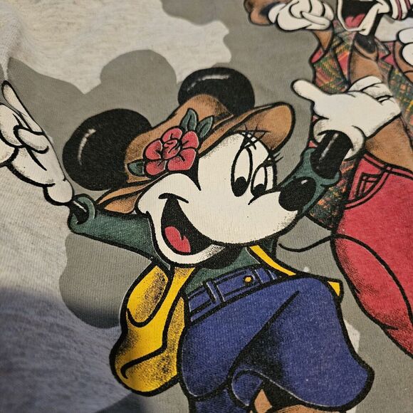 Disney Vintage Mickey & Friends Button Up Gray‎ Baseball Jersey Shirt Medium ? - Picture 11 of 11